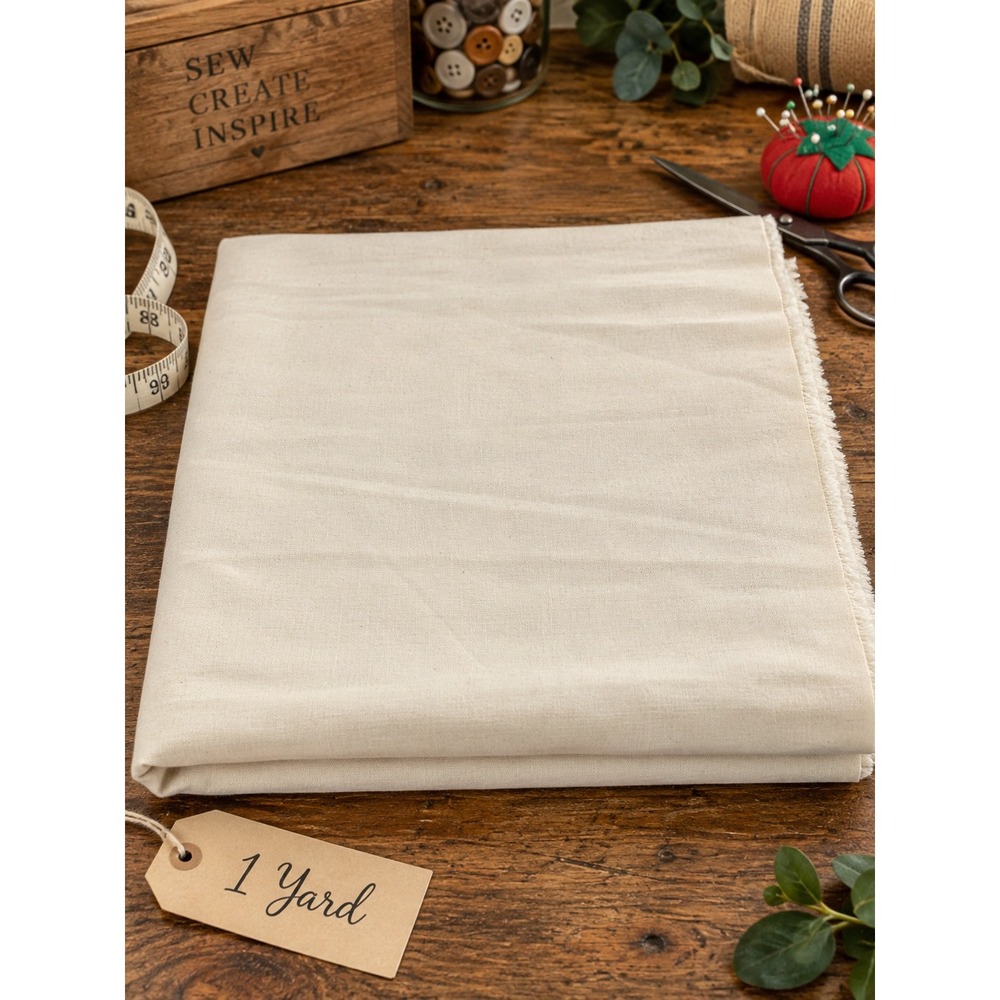 Muslin Fabric 1 Yard Lightweight Unbleached Natural Cotton Material Quilting